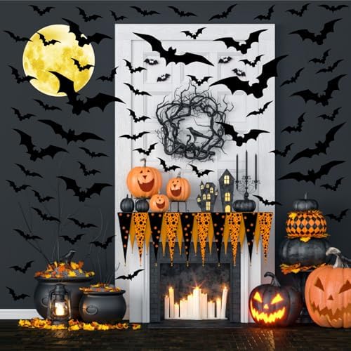 Moon Bat Window Clings Halloween Double Sided Moon Bats Window Stickers