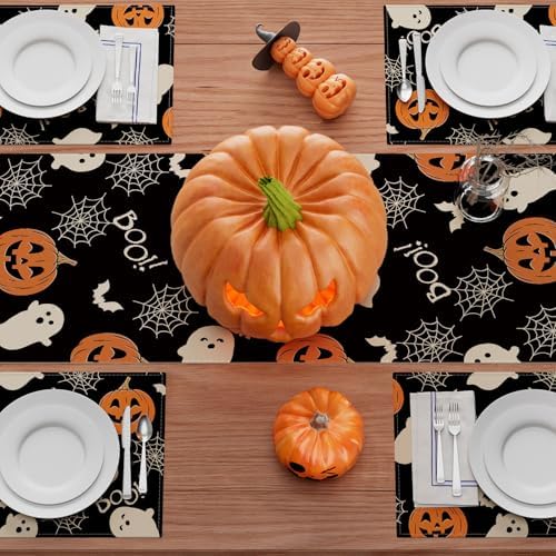 XCHI Halloween Ghost Pumpkin Table Runner for Table Decoration 13x108 Inch