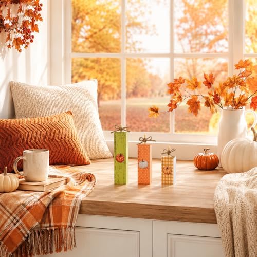 Smile Fall Wooden Decor Signs Set Pumpkin Trio Vertical Harvest Home Decor