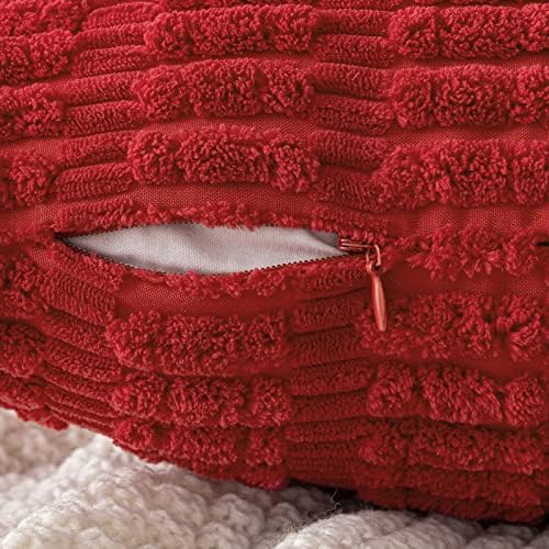 MIULEE Corduroy Decorative Throw Pillow Covers 18x18 Red Pack of 2