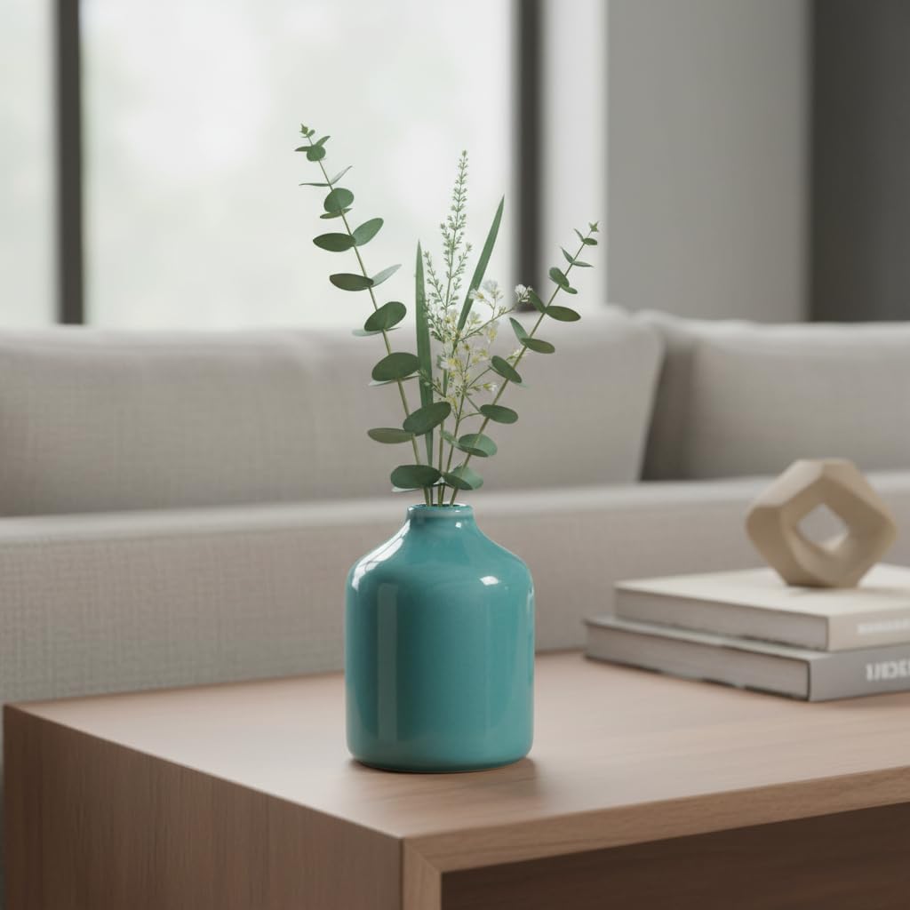 Ceramic Bud Vase / Teal Blue / 5 Inch