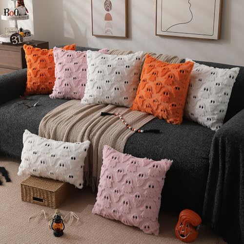 DFXSZ Halloween Pillow Covers 22x22 inch 2Pcs White Ghost Halloween Decor