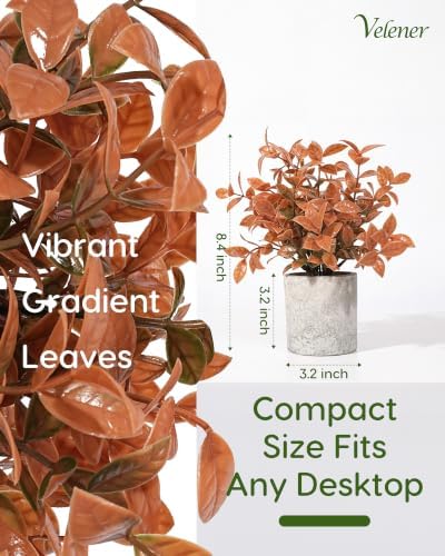 Velener Small Fake Eucalyptus Plant Artificial Potted Plants Indoor for Desk, Shelf, Home Decor Realistic Faux Plant