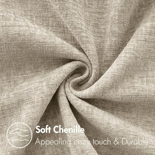MIULEE Soft Chenille Throw Pillow Covers Light Taupe 18x18 Inch Pack of 2