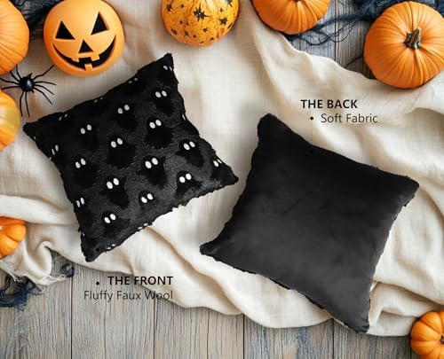 Halloween Pillow Covers 18x18 Set of 2 Black Ghost Farmhouse Home Decor