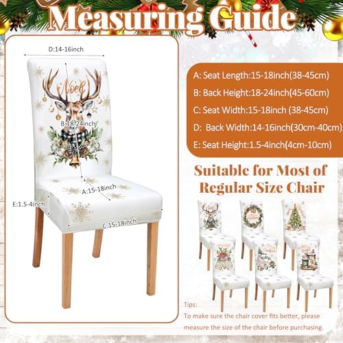 Moukeren 6 Pcs Christmas Dining Room Chair Covers