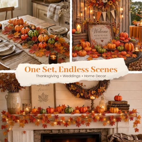 FUTUREPLUSX 38 PCS Assorted Artificial Pumpkin Set, 8 PCS Stacking Pumpkins