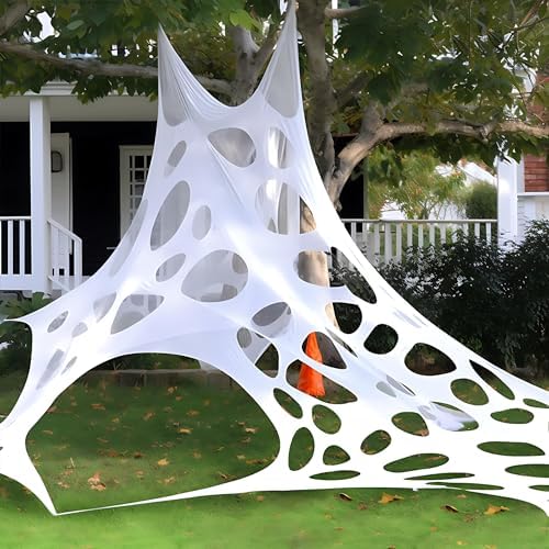 1000sqft Halloween Giant Spider Web Decoration,Cut Your Own Stretchy Spider Netting, DIY Spooky Flexible Spider Webs Decor for Halloween Haunted House Outdoor Decorations Holiday Party Supplies