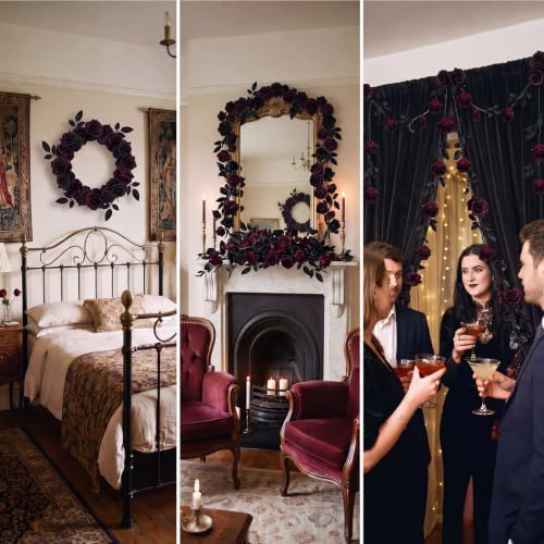 Thiccywoov 60 Pcs Black Artificial Roses Halloween Gothic Hanging Flower