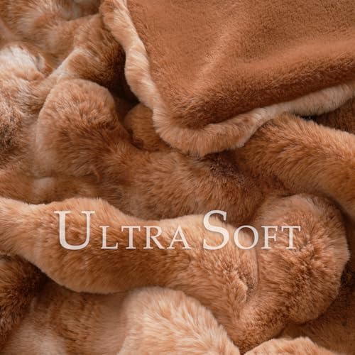 BENVWE Faux Fur Throw Blanket for Couch Bed - Fluffy Soft Thick Bubble Blanket for Living Room Home Decor - Fathers Day