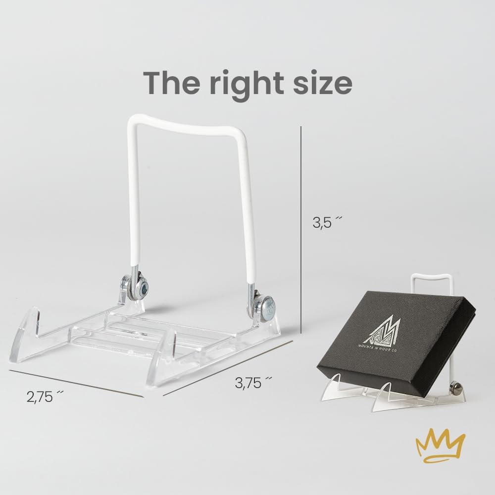 KINGDOM SOLUTIONS - 3.5" White Acrylic Display Stand Made in USA - 12 Pack | Holds Plates, Pictures, Photos, Books