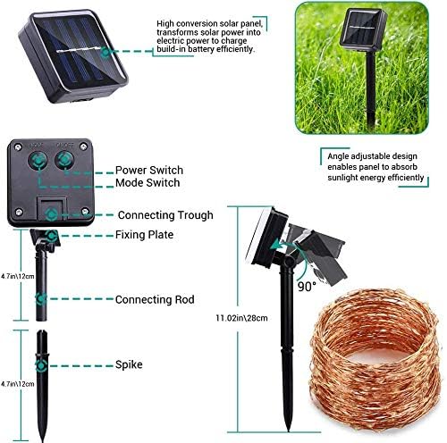 Lomotech Solar Fairy Lights Outdoor, 2 Pack Total 66ft 200 LED,Green