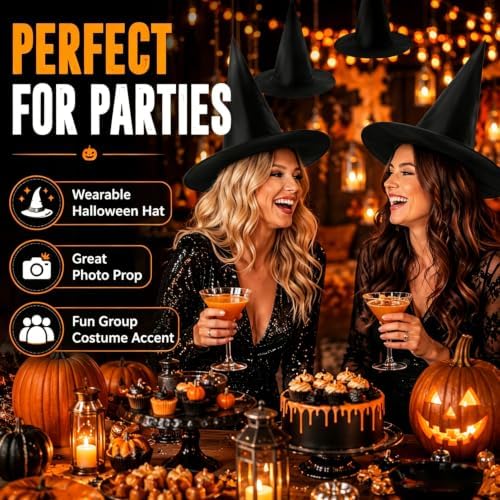 Halloween Hanging Witch Hats Decorations, 12 Pcs Floating Witch Hat Decor