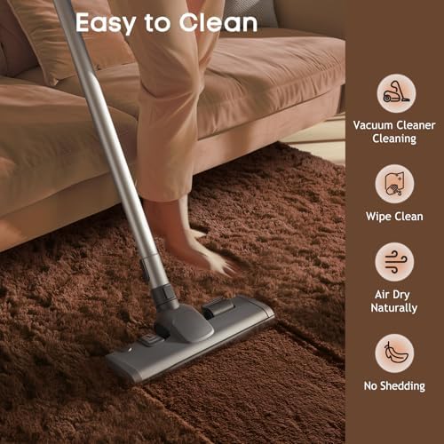 Ophanie 8x10 Brown Area Rugs for Living Room,Large Shag Bedroom Carpet,Big Indoor Thick Soft Shaggy Nursery Rug,Fluffy