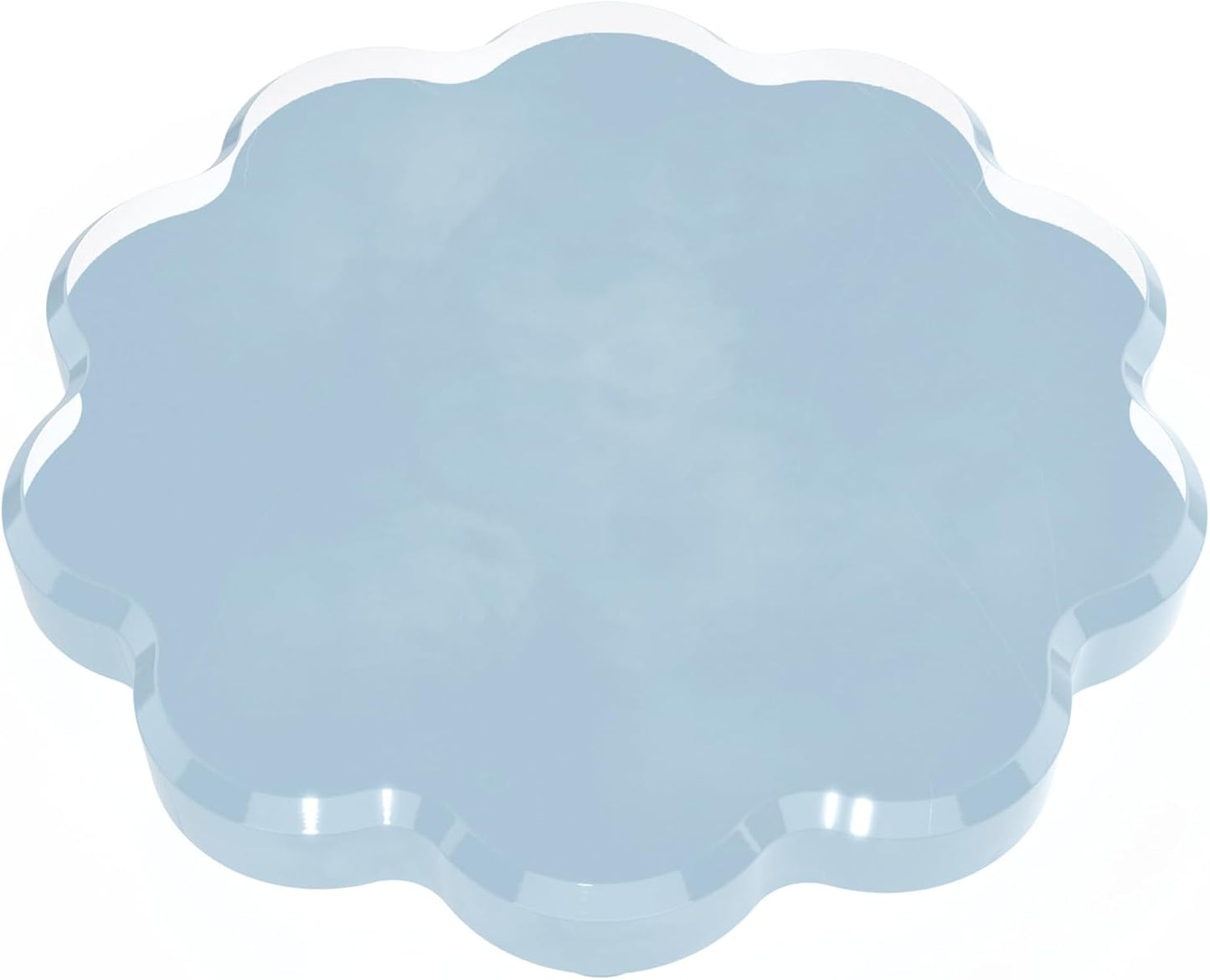 Holder / Scalloped Acrylic Drink Coaster Set 4‑Pack / Light Blue