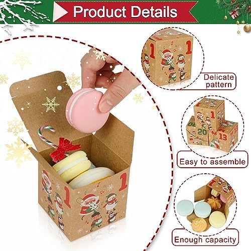 ONESING 24 Pcs DIY Christmas Advent Calendar Boxes for 2026, 24 Days Countdown Calendar Gift for Adults and Kids Christmas Cardboard Number Boxes Make & Fill Your Own Advent Calendar Boxes Lovely Xmas Party Present, Kraft Papper