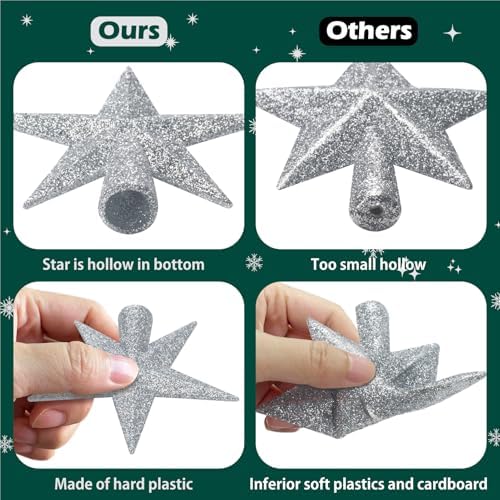 SUNEZLGO Mini Christmas Tree Topper, 3.35 Inch Small Star Treetop, Small Christmas Tree Top, Mini Christmas Tree Ornaments, Ornaments for Tree, Tree Star for Xmas Holiday Party Home Decoration