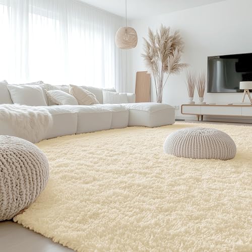 OLANLY 9x12 Machine Washable Large Area Rugs for Living Room, Bedroom, Soft Fluffy Shaggy Bedside Rug, Indoor Floor