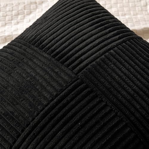 MIULEE Black Decorative Throw Pillow Covers for Couch 20x20 Inch