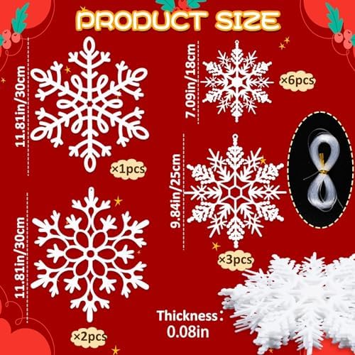 kockuu Large Christmas Hanging Snowflakes Decorations Outdoor for Tree