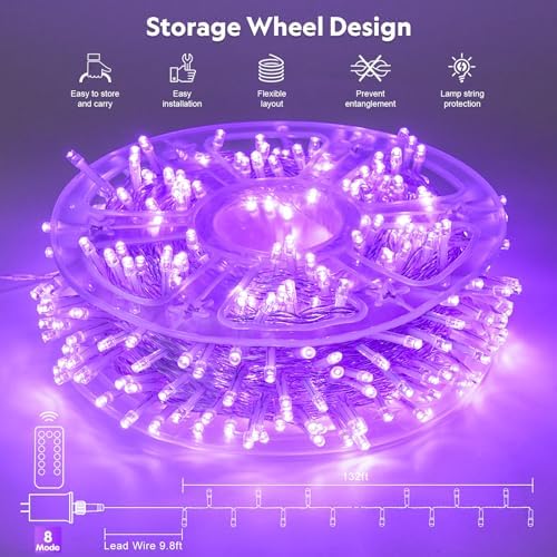 JMEXSUSS 400 LED Purple Halloween Lights Outdoor, Purple String Lights