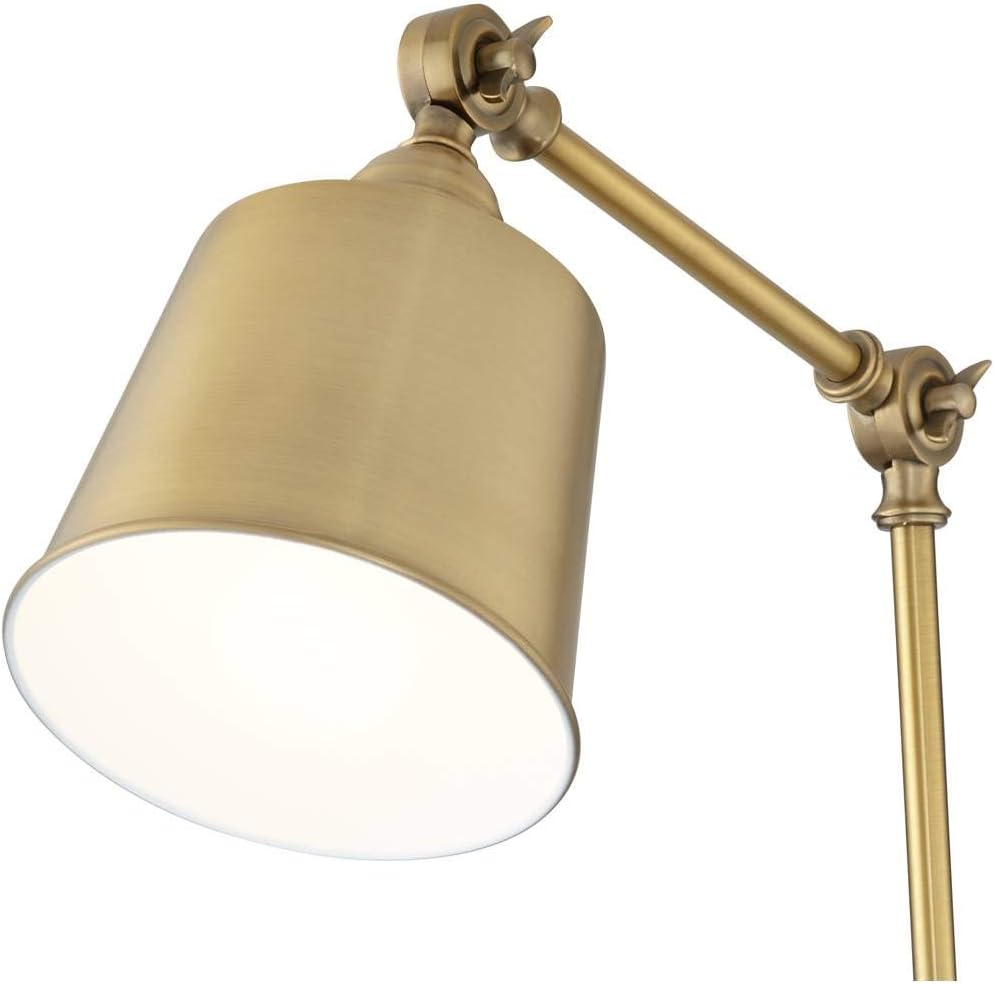 Mendes Antique Brass Swing Arm Plug-In Wall Lamps Set of 2 Light Fixture | Modern Adjustable Up Down Metal Shade for