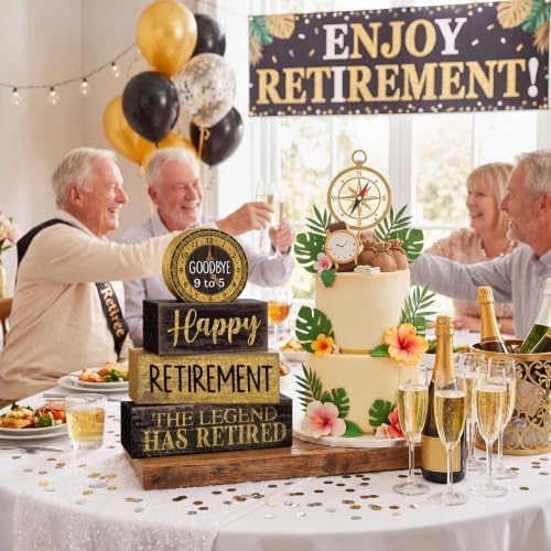Moucuny 4 Pcs Retirement Party Decorations Happy Retirement Table Decor