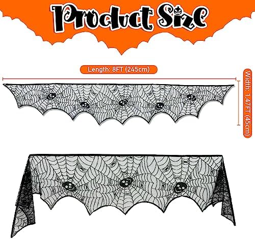 AerWo Skull Spiderweb Halloween Fireplace Mantel Scarf Decorations Indoor