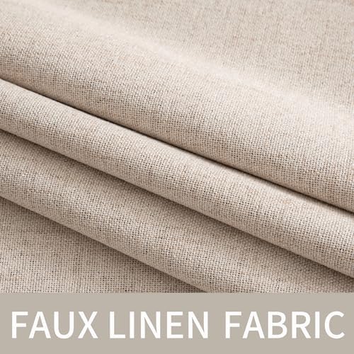 MIULEE 100% Blackout Linen Curtains for Bedroom 52x84 Inches Natural Beige