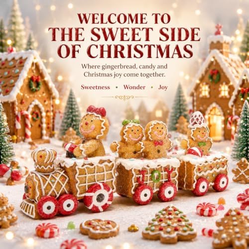 Hodao Christmas Gingerbread Man Train Figurine for Indoor Home Decor