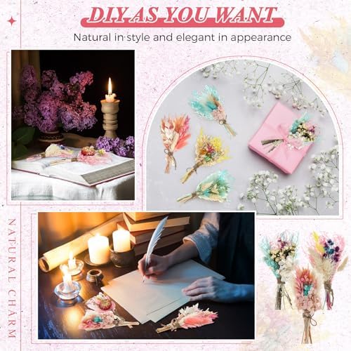 Layhit 12 Pcs Mini Dried Flower Bouquet Boho for Wedding,Lively