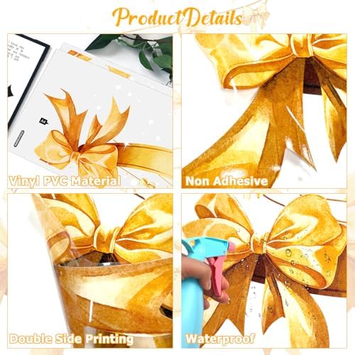 2 Sheets Golden Christmas Tree Window Clings Stickers for Glass