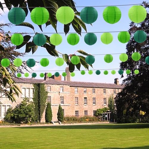 12 Pcs Green Party Paper Lanterns Green Party Supplies Round Chinese Paper Lanterns for Spring Theme Party Birthday Baby Shower Graduation Wedding St Patricks Day Decor