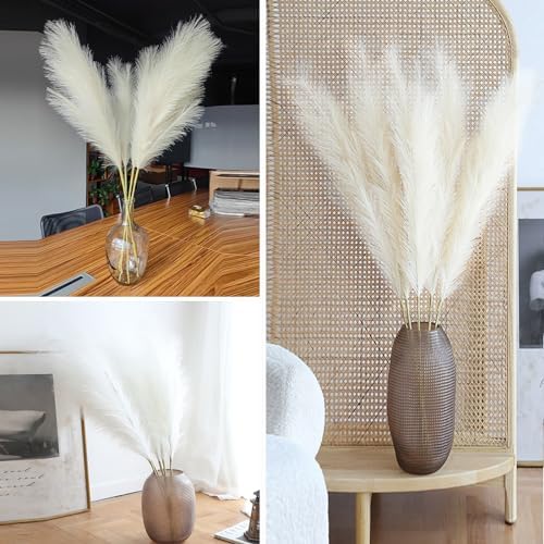 Faux Pampas Grass Decor Tall for Floor Vase Boho Home Wedding Mothers Day / Cream White