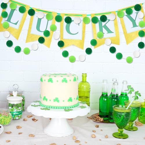 MARFOREVER 4 Pack 26.3 Feet St Patricks Day Decorations Pom Pom Garland