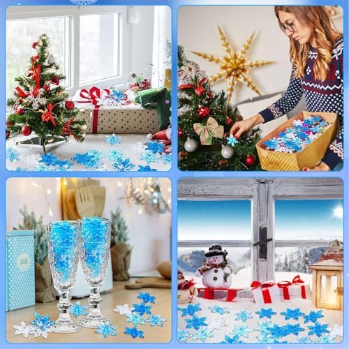 120Pcs Winter Vase Filler Acrylic Snowflake Ornaments Crystals Gem
