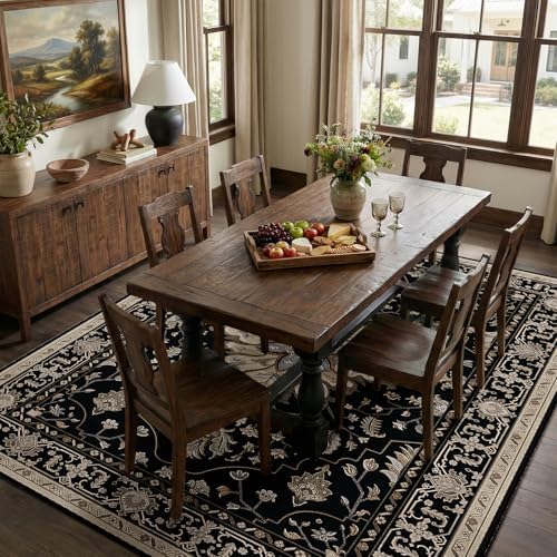 RELEANY Washable Area Rug, Large 9'x12', Black/Neutral