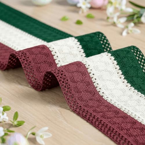 Artoid Mode Green Beige Red Farmhouse Rustic Table Runner 12x108 Inch