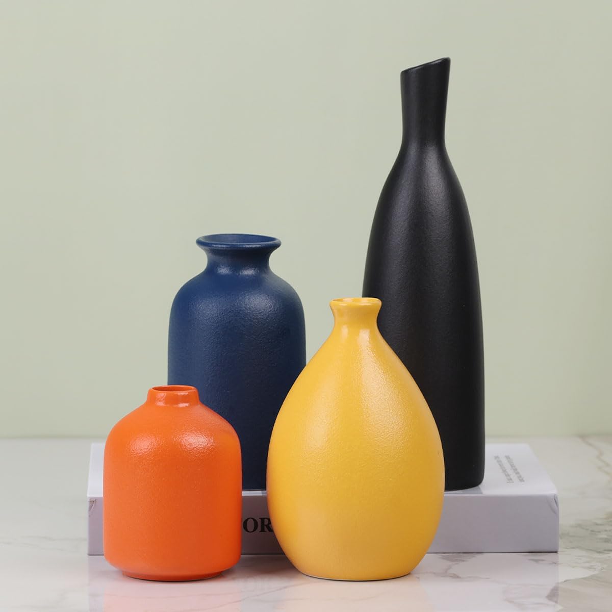 Colorful Ceramic Bud Vases / Multicolor Suit-b / Yellow / Set of 4