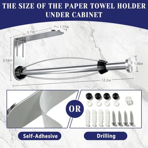 Paper Towel Holder, Paper Towel Holder Under Cabinet with Ratchet Mechanism