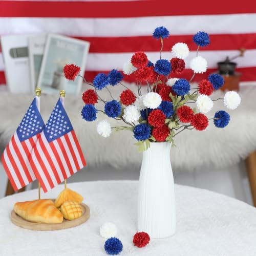 DuHouse 9pcs Artificial Flowers Faux Silk Pompon Mum Chrysanthemum Ball