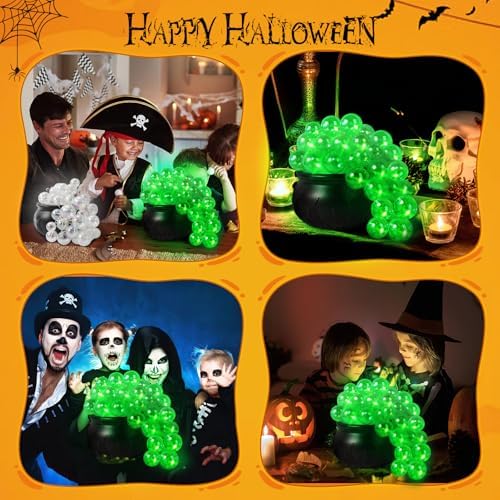 Halloween Decorations Indoor - DIY Witches Bubbling Cauldron Set with Light, Halloween Hocus Pocus Party Decor Black Witch Plastic Cauldron Bowl Pot Decorations for Table Mantle