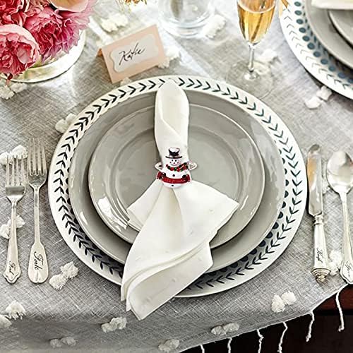 LogHog Snowman Christmas Napkin Rings Set of 6,Delicate Cute Napkin Holder Rings Table Decorations for Christmas Winter Holiday Daily Dinner Party Decor Favor (Snowman)