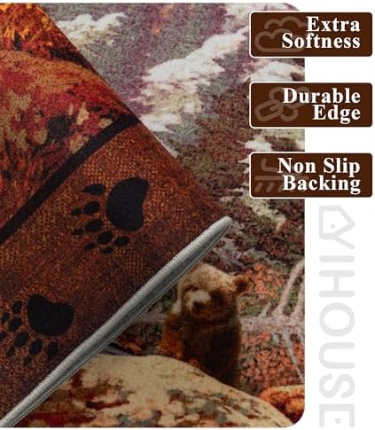 YIHOUSE 6x9 Mountain Bear Area Rugs for Living Room