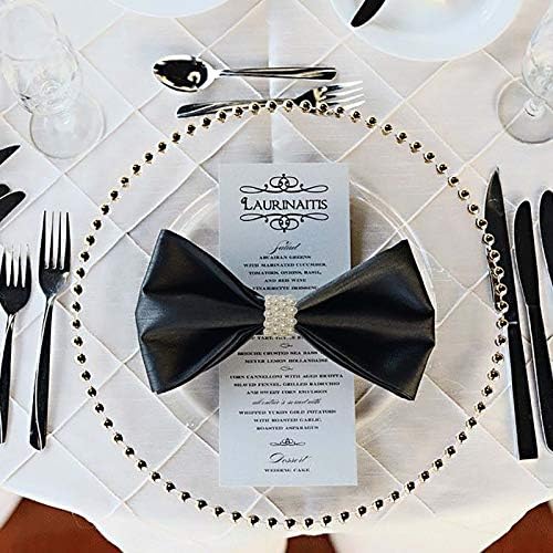 LogHog Pearl Napkin Rings Set of 6, Delicate Handmade Napkin Holder Ring Buckles Ideal Table Setting Decor for Wedding, Valentine's Day, Banquet, Birthday, Thanksgiving (White)