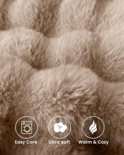 Ultra Soft Cozy Faux Fur Throw Blanket, Fuzzy Plush Thick Bubble Blanket, Oversize Luxury Fluffy Blanket for Couch
