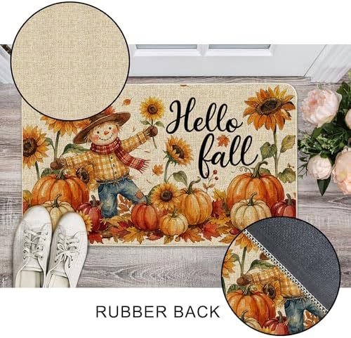 Hexagram Hello Pumpkin Fall Door Mat, Fall Doormat 17x29 Inch
