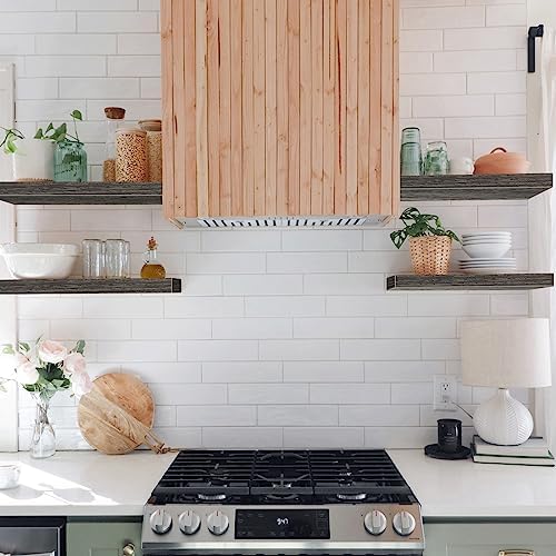 QEEIG Floating Shelves for Wall Small Shelf (Grey, Set of 4, 15.7" x 6.7")