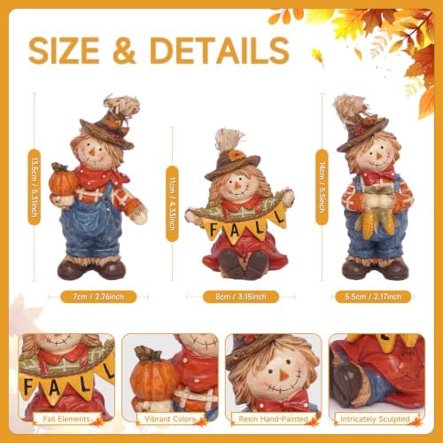 Fall Decorations for Home Scarecrow Decor Figurines Resin Tabletop Statue