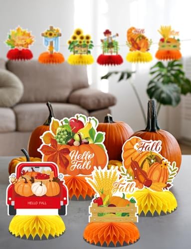Fall Fall Table Decorations, 9 Pcs, Honeycomb Fall Party Decor